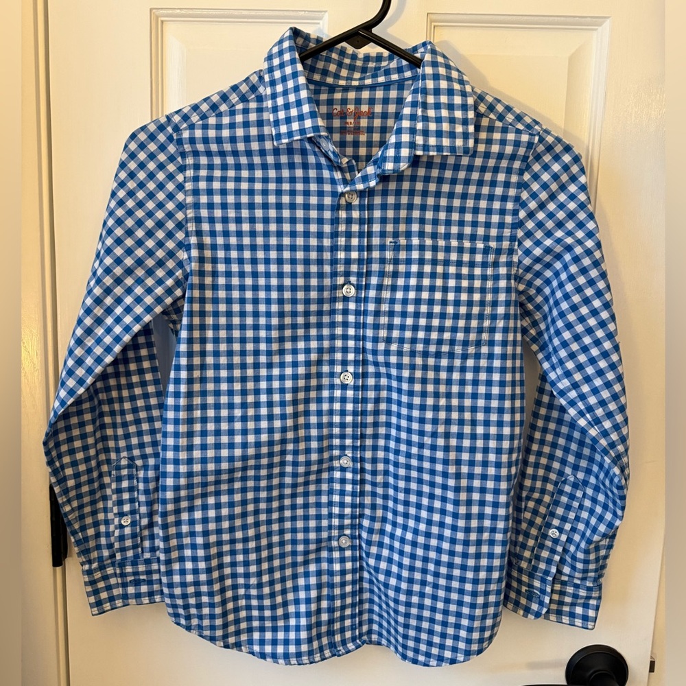 Cat & Jack Blue and White Plaid Button Down Shirt